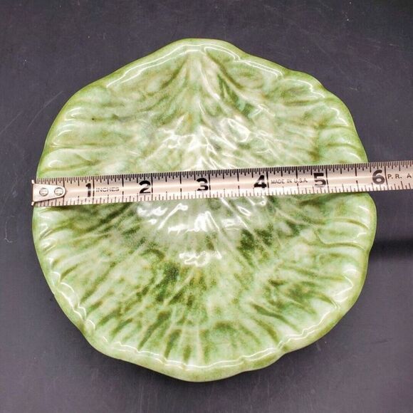 Cabbage or Lettuce Green Leaf Dish Bowl Marked Ceramic - Picture 10 of 12